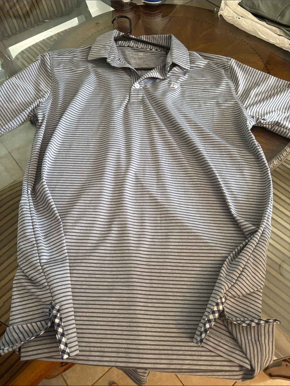 Men’s large super comfortable golf polo bald head blues albatross style